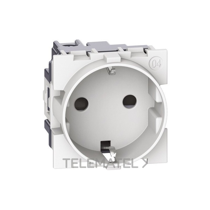 Base enchufe 2P+T 16A 230Vca LIVING NOW 2 módulos contactos laterales, blanco con referencia KW4141 de la marca BTICINO.