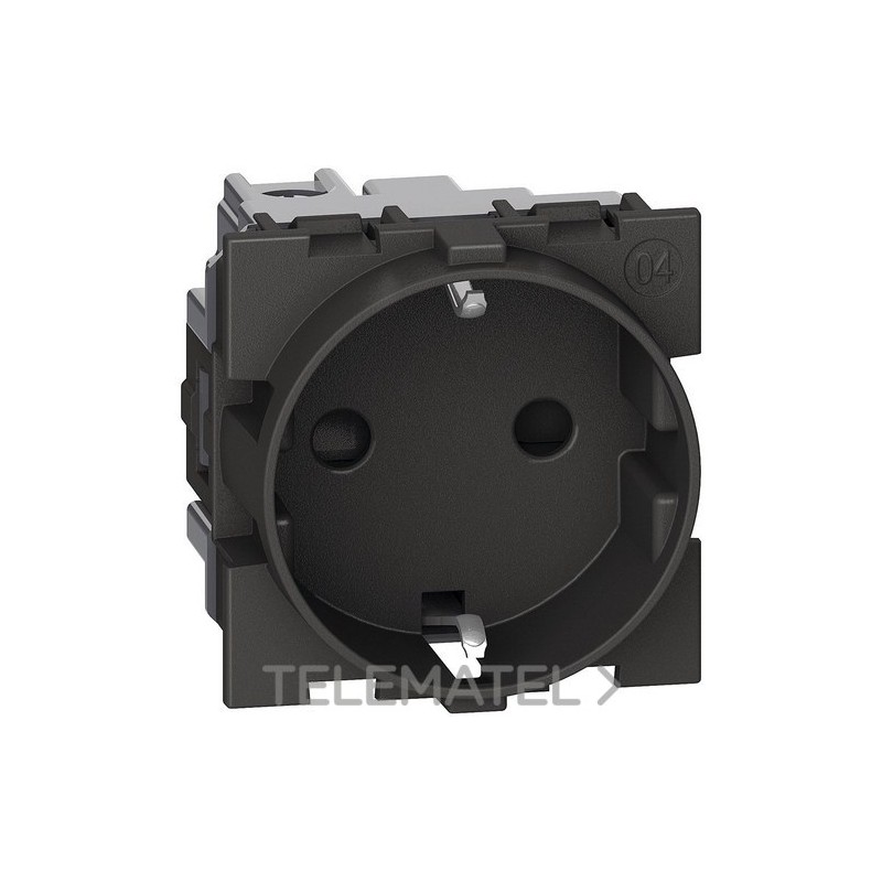 Base enchufe 2P+T 16A 230Vca LIVING NOW 2 módulos contactos laterales, dark con referencia KG4141 de la marca BTICINO.