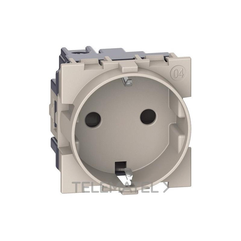 Base enchufe 2P+T 16A 230Vca LIVING NOW 2 módulos contactos laterales, sand con referencia KM4141 de la marca BTICINO.