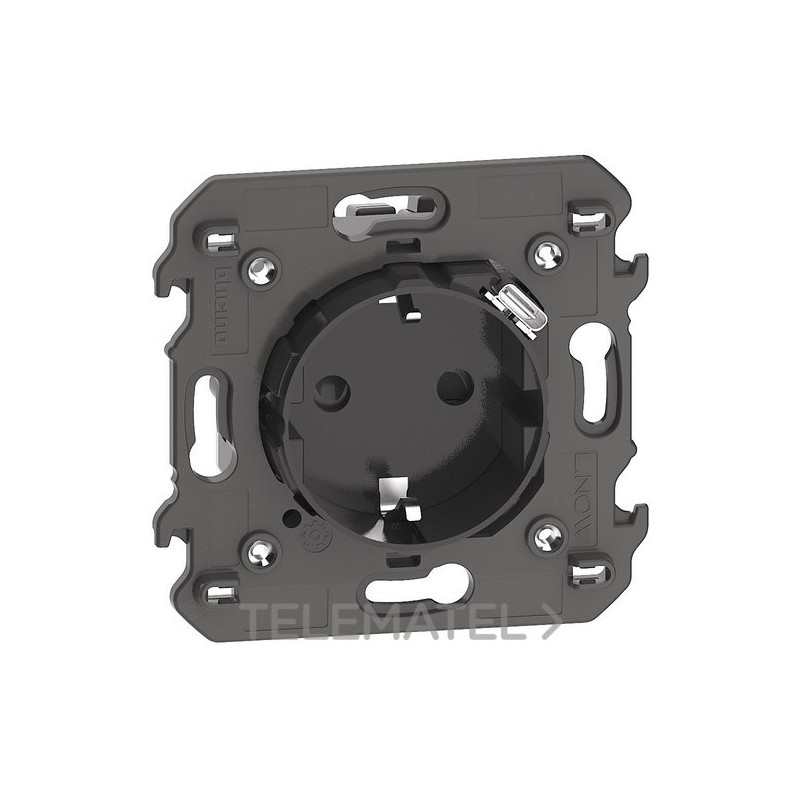 Base enchufe 2P+T 3A 5V LIVING NOW 2 módulos con cargador USB integrado, dark con referencia KG4141USB de la marca BTICINO.