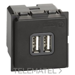 Base cargador USB tipoA 5VCC 3000mA 250VCA LIVING NOW 2 módulos para cargar un dispositivo electrónico con referencia K4285C2 