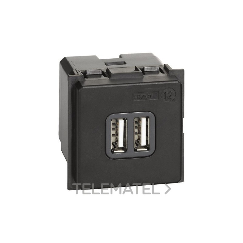 Base cargador USB tipoA 5VCC 3000mA 250VCA LIVING NOW 2 módulos para cargar un dispositivo electrónico con referencia K4285C2 