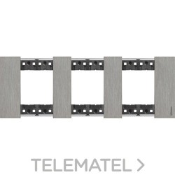Placa para mecanismo LIVING NOW 2x3 módulos en zamak, color acero con referencia KA4802M3ZG de la marca BTICINO.
