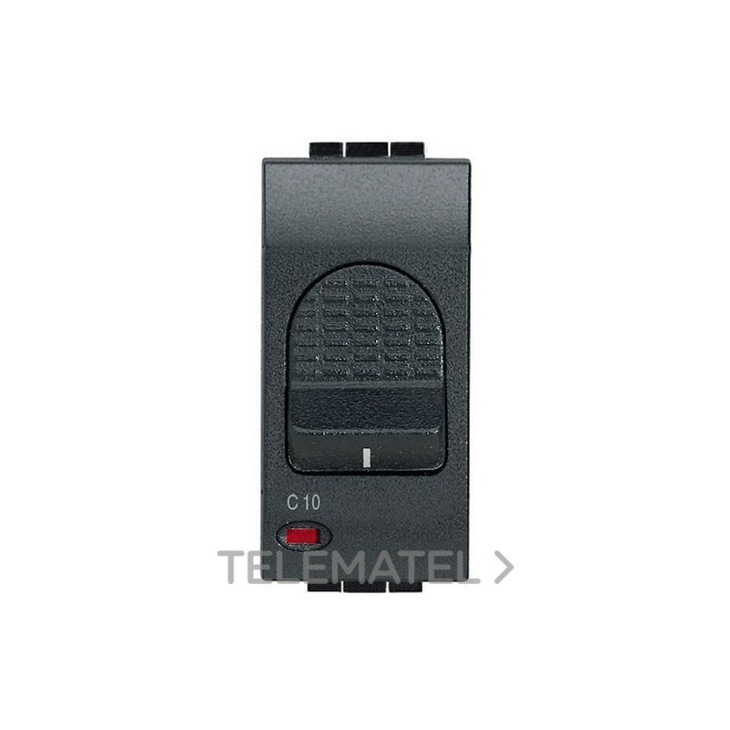 Interruptor magnetotérmico 1P+N 10A 3kA Livinglight 1 módulo antracita con referencia L4301/10 de la marca BTICINO.