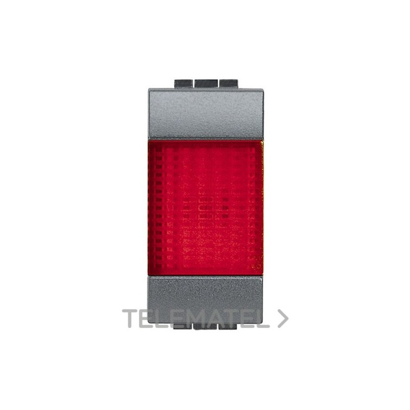 Portalámpara con difusor rojo Livinglight 1 módulo antracita con referencia L4371R de la marca BTICINO.